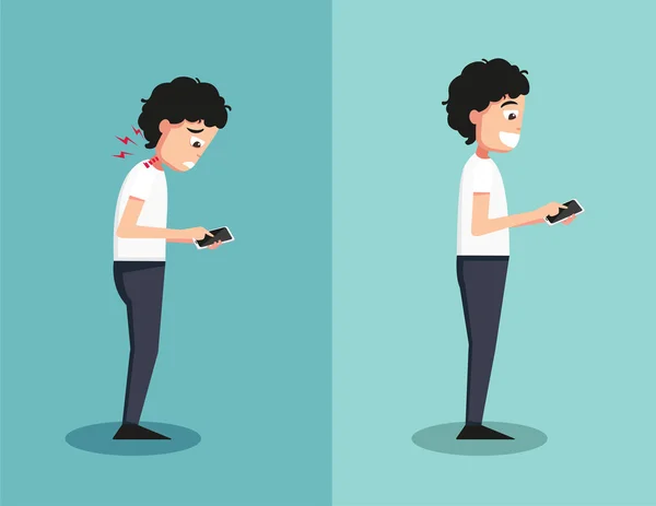 Beste und schlechteste Position zum Spielen von Smartphones — Stockvektor