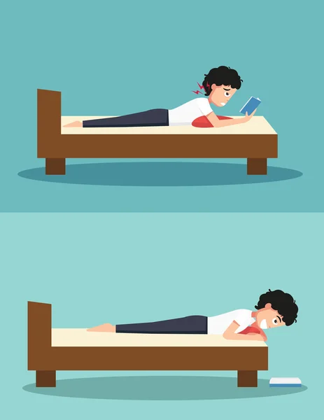 Best and worst positions for read a book — Stock Vector