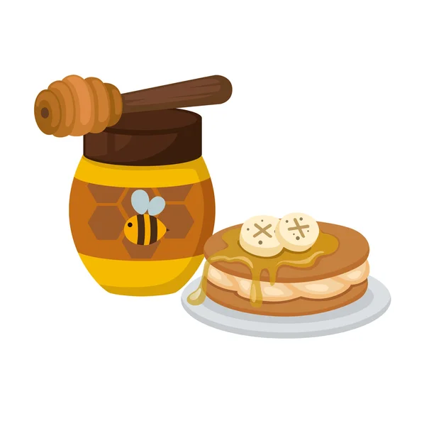 Glass jar of honey on white background vector — Stock Vector