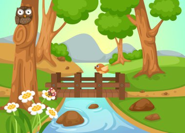 bir nehir plan vektör ile orman