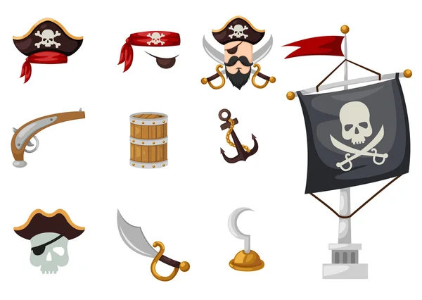 Conjunto de piratas —  Vetores de Stock