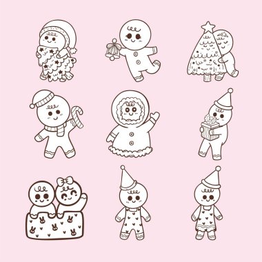 Zencefilli kek, kurabiye, çizim, el çizimi.