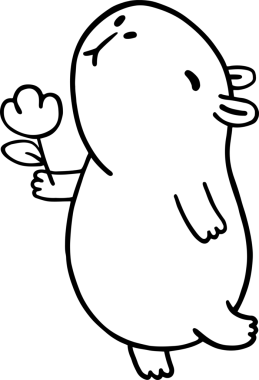 Kawaii Capybara Çiçek Tutan El Siyah beyaz Çizim