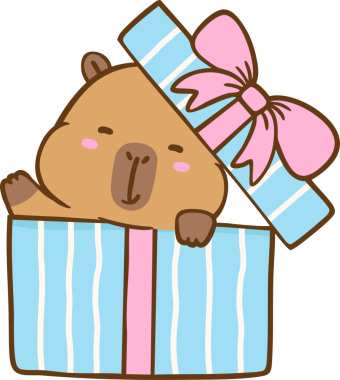 Şirin Kawaii Sevgililer Günü Capybra Hediye Kutusunun İçinde Çizgi Film El Çizimi Çizimi