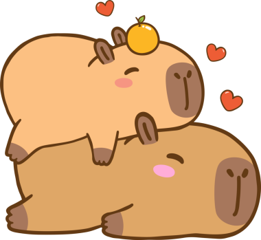 Kawaii Valentine Capybara Karikatür El Çizimi Çizimi