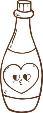 Bir şişe şarap Sevgililer Günü Siyah ve Beyaz Çizgili Karalama El