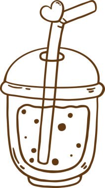 Siyah beyaz karikatür eli çizilmiş, yumuşak bir içecek.