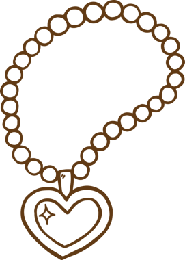 kalp kolyesi siyah beyaz el çizimi.