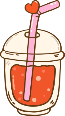 Kalp çizgili kırmızı meşrubat.