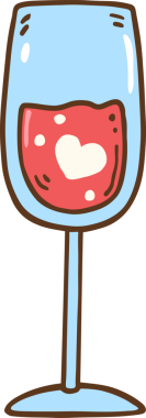 Kırmızı Şarap Kadehi Sevgililer Günü Karalama El Çizimi