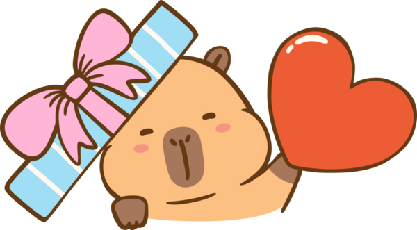 Kawaii Valentine Capybara Kalp Tutma Çizim El Çizimi