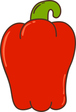 Sevimli kırmızı biber karikatür karalama el çizimi karakter çizimi