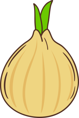 Sevimli soğan çizgi filmi karalama el çizimi karakter çizimi