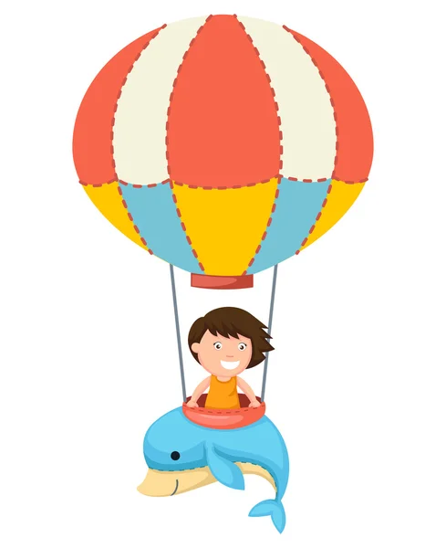 Children in a balloon vector — Stock Vector