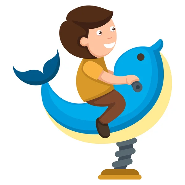 Kid on amusement dolphin — Stock Vector