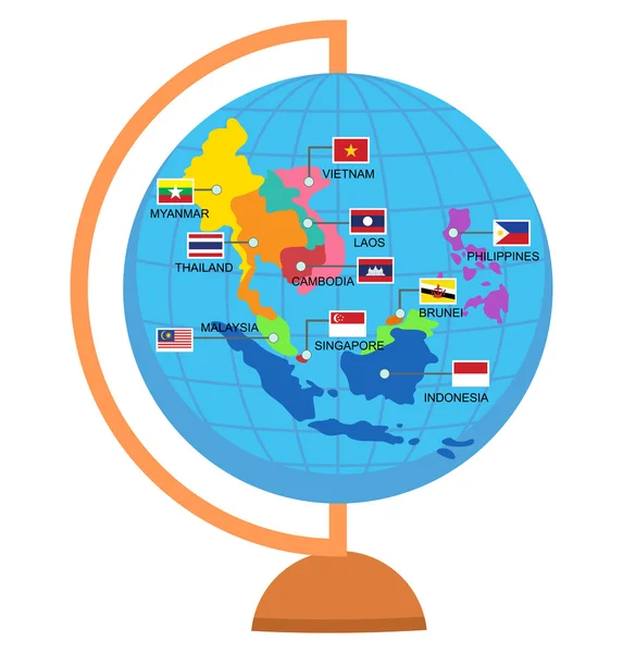 Карта мира Азиатского экономического сообщества AEC — стоковый вектор