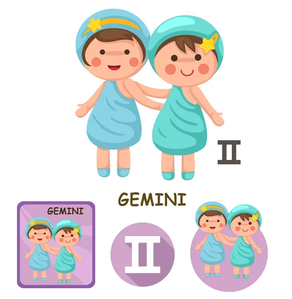 Gemini vektor samling. zodiakens tecken — Stock vektor