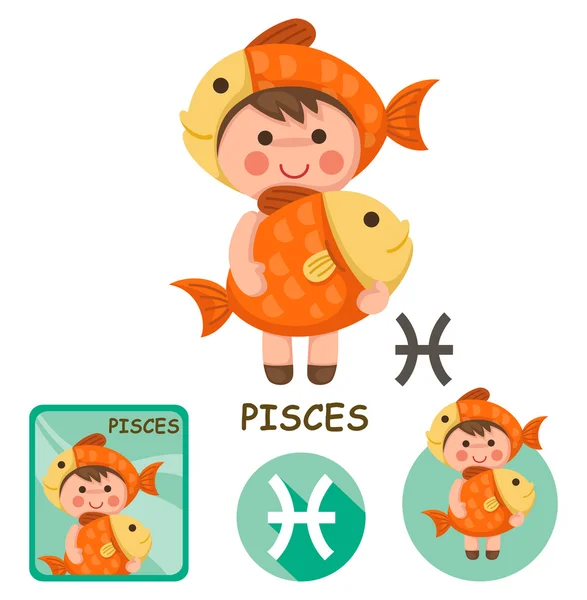 Pisces vector collection. zodiac signs — Stock Vector