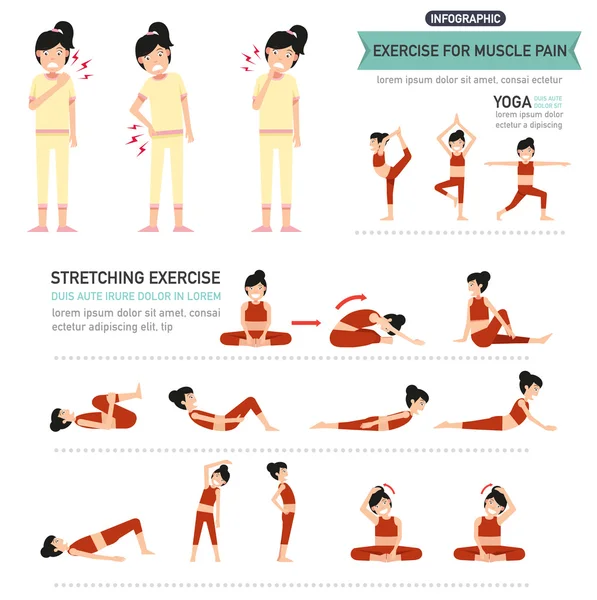 Exercício para infográfico de dor muscular — Vetor de Stock