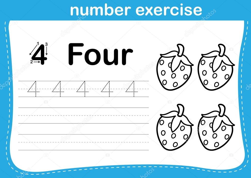 number exercise with cartoon coloring book illustration