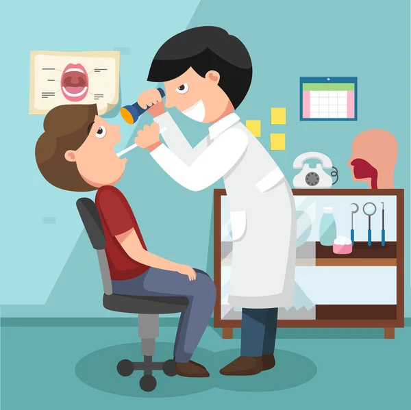 Dentist performing examination illustration — Stock Vector