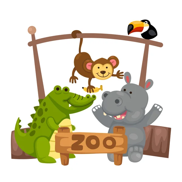 Vector de animales de zoológico — Vector de stock