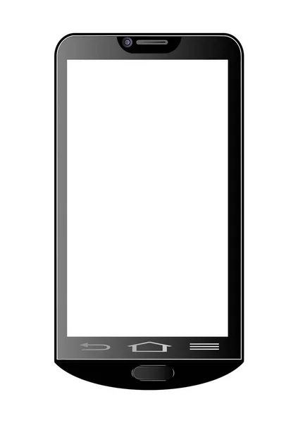 Realistic Black Smartphone Vector Illustration Having White Display Isolated Mobile — Stock Vector