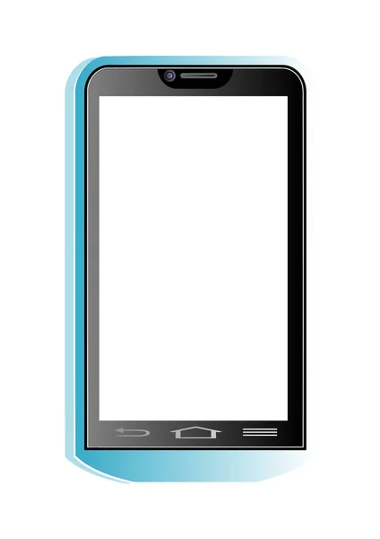 现实的蓝色智能手机矢量插图有一个白色的显示 白色背景上孤立的蓝天移动图标 — 图库矢量图片