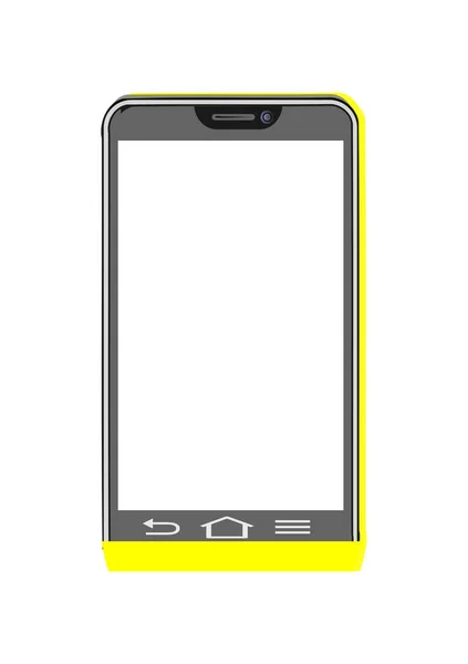 具有白色显示的黄色智能手机计算机图形 白色背景上孤立的电话图片 — 图库矢量图片