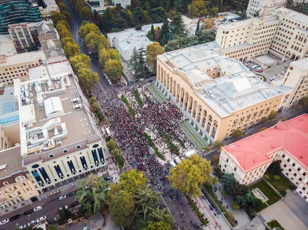 Listopada 2020 Tbilisi Republika Gruzji Protesty Wyborach Tbilisi Widok Lotu — Zdjęcie stockowe