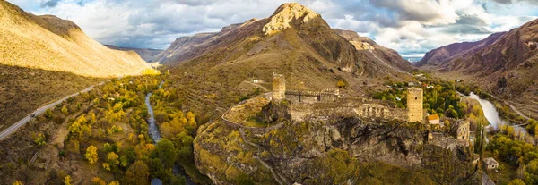 Panoramisch Uitzicht Khetvisi Fort Vanuit Luchtfoto Perspectief Omgeven Door Kleurrijke — Stockfoto