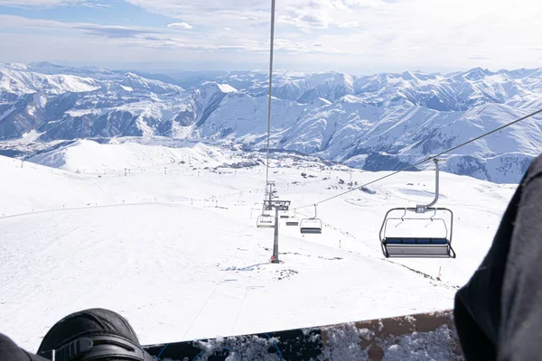 Uitzicht Vanaf Stoel Lift Wintersportplaats — Stockfoto