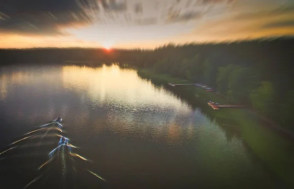 Вигляд Згори Озеро Балтіеджі Лакаджаї Човнами Лісами Регіональному Парку Лабанорас — стокове фото