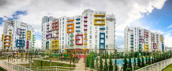 Green Diamond Lägenhetskomplex Tbilisi Georgien April 2021 Unikt Bostadshus Med — Stockfoto