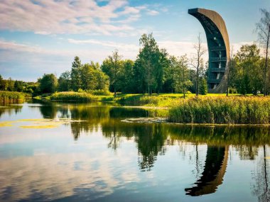 Kirkliai, Litvanya - 15 Ağustos, 2018 - Litvanya kırsal kesimindeki Kirkliai gözlem kulesi.