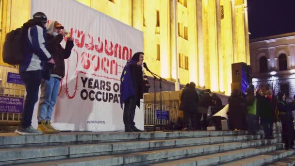Tiflis Georgien Februar 2021 Hundertjähriges Jubiläum Tiflis Aktivist Auf Der — Stockvideo