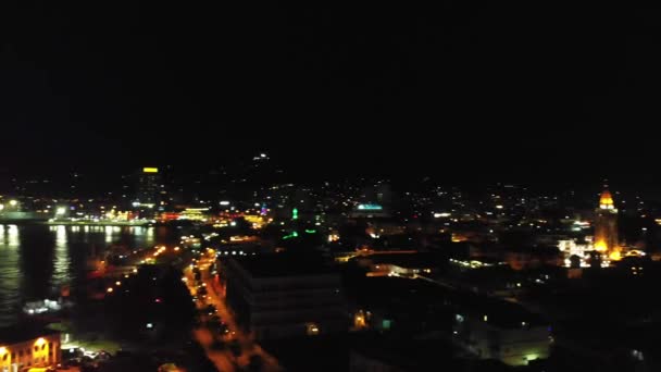 Vista Panoramica Aerea Batumi Città Porto Panorama Notte — Video Stock