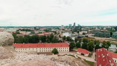 Static panorama Vilnius capital city of Lithuania. Scenic landmarks and sightseeing in eastern europe. Travel Lithuania concept.
