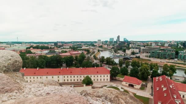 Static Panorama Vilnius Capital City Lithuania Scenic Landmarks Sightseeing Eastern — Stockvideo