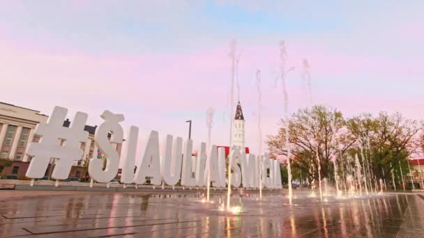 Siauliai Litvanya Mayıs 2021 Siauliai Şehir Meydanı Güzel Günbatımı Arka — Stok video