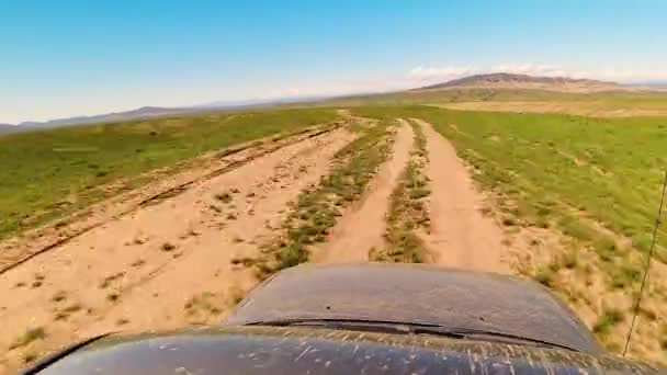 Standpunkt Fahren Auf Schotter Offroad 4Wd Der Natur Auf Abenteuer — Stockvideo