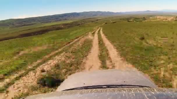 Pohled Jízdy Štěrku Road 4Wd Přírodě Venku Dobrodružství Extrémní Prohlídka — Stock video