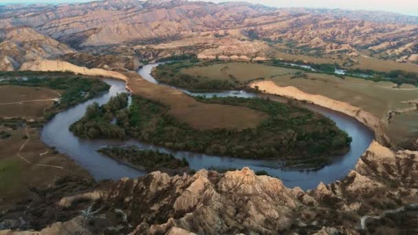 Azerbaycan Gürcistan Sınırındaki Alazani Nehri Ile Hava Manzarası — Stok video
