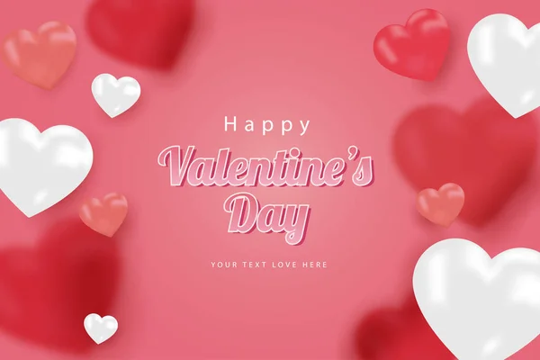 Happy Valentine Day Banners Sale Promotion Discount Realistic Style Editable — Stock Vector