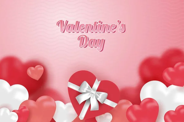 Happy Valentijnsdag Banners Verkoop Promotie Korting Realistische Stijl Met Bewerkbare — Stockvector