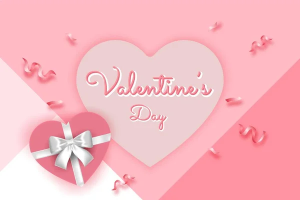 Happy Valentine Day Banner Verkauf Promotion Und Rabatt Realistischer Stil — Stockvektor