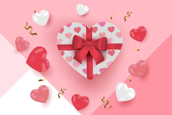 Happy Valentine Day Banner Verkauf Promotion Und Rabatt Realistischer Stil — Stockvektor