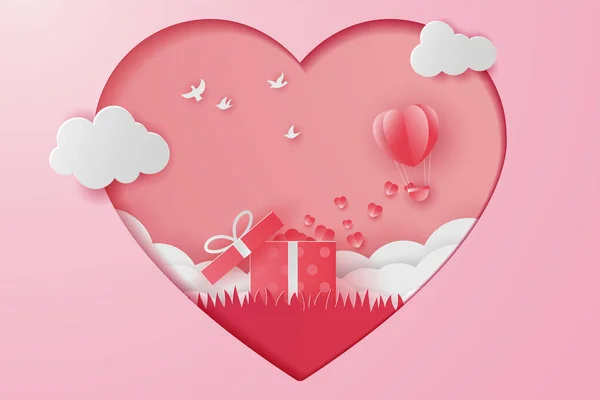 Happy Valentine Day Banner Verkauf Promotion Und Discount Papierschnitt Stil — Stockvektor