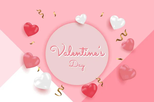 Happy Valentine Day Banner Verkauf Promotion Und Rabatt Realistischer Stil — Stockvektor