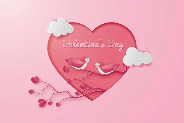 Happy Valentine Day Banner Verkauf Promotion Und Discount Papierschnitt Stil — Stockvektor